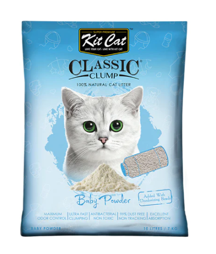 كت كات رمل كلاسيك للقطط برائحة بودرة الأطفال 10 لتر