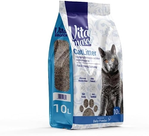 فيتا ماكس رمل للقطط عالي التكتل برائحة بودرة الأطفال 10 لتر