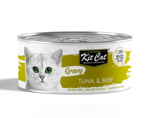 كت كات طعام رطب للقطط جرايفي معلبات تونة واللحم البقري بالمرق 70g