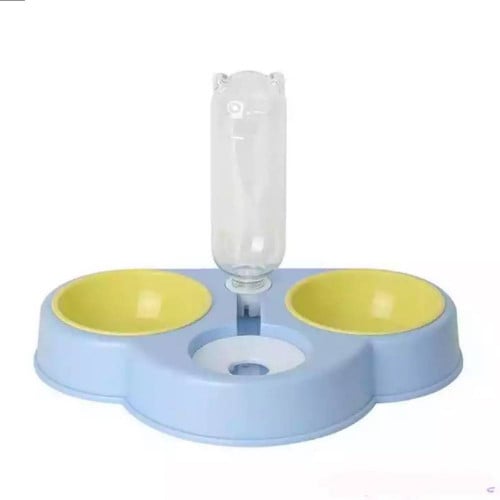 صحن مزدوج للطعم والشراب للقطط