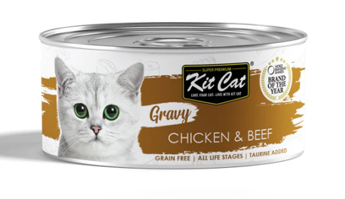 كت كات طعام رطب للقطط بنكهة الدجاج و اللحم البقري بالمرق 70g