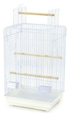 قفص معدني أبيض كبير للطيور والببغاوات