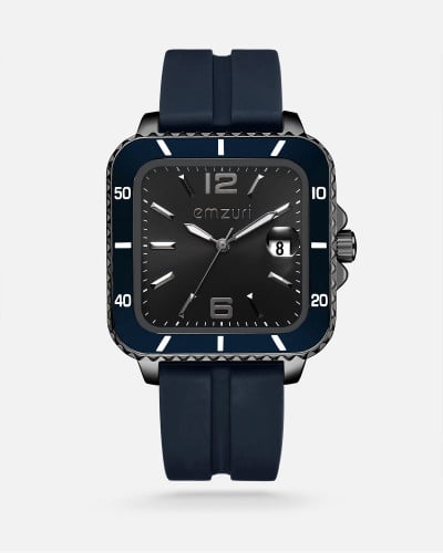 Navy blue rubber men's watch