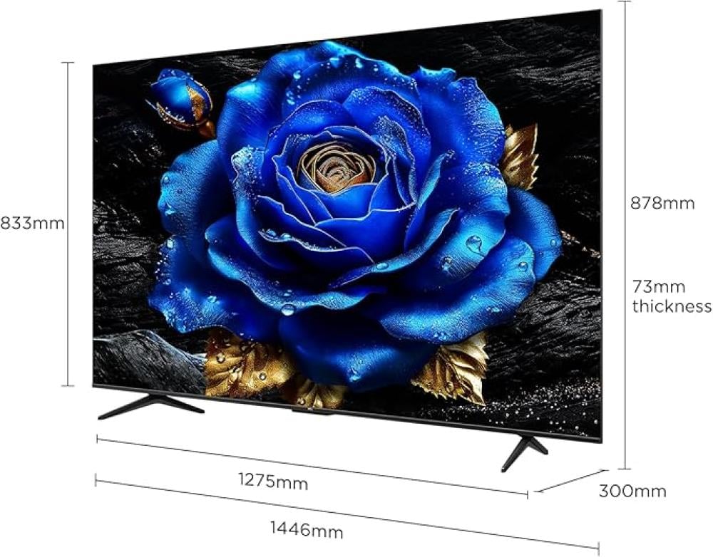 تي سي ال شاشة 65 بوصة QLED جوجل تي في بدقة 4K - أسود - 65P7K
