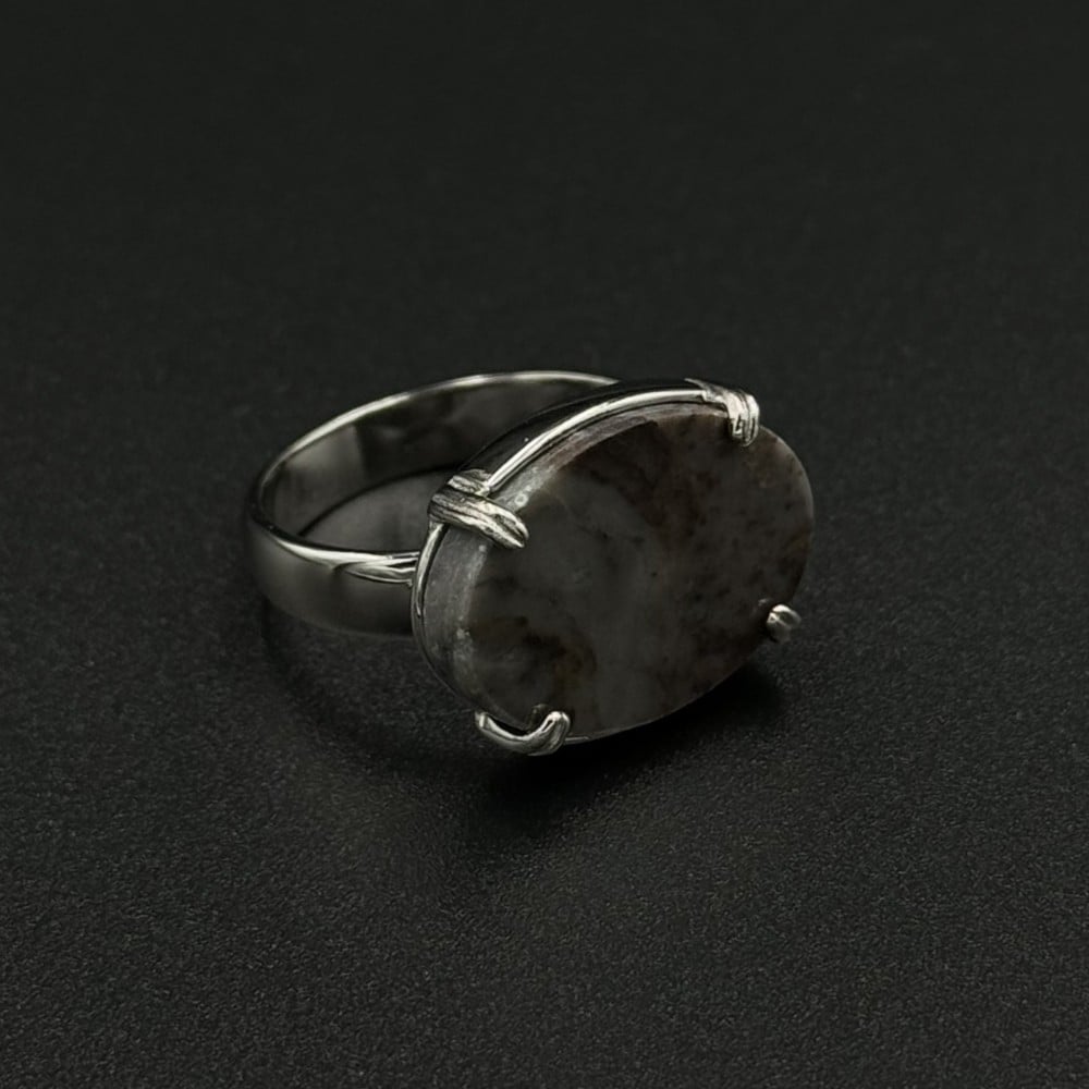ماربل | خاتم ملكي شنكار فضة عيار 925 - رصاصي مموج
