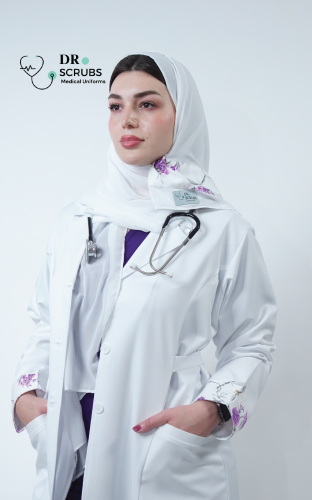 لاب كوت نسائي نقشه بالكم - Women's Lab coat with s...