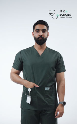 سكراب رجالي زيتي - olive green scrubs men