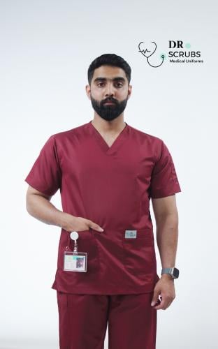 سكراب رجالي عنابي - Burgundy men's scrub