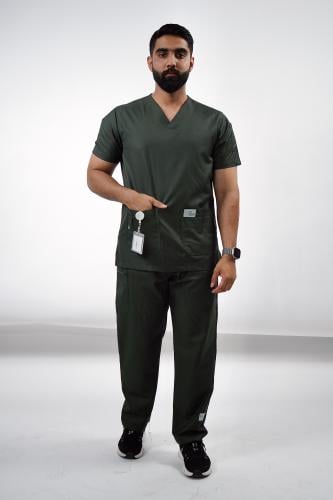سكراب رجالي زيتي - olive green scrubs men