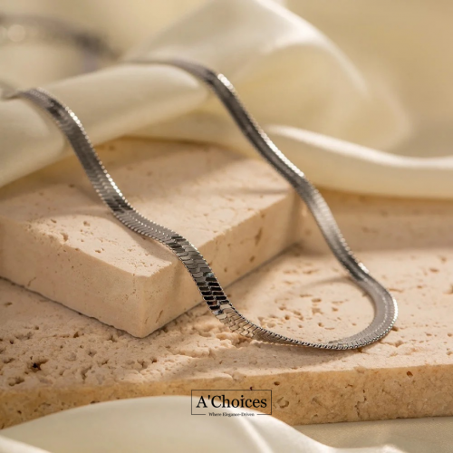 سلسال فضي مصنوع من الستانلس ستيل المطلي بالفضة ضد الماء ومقاوم للصدأ 4 ملم