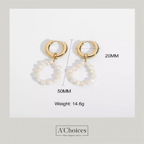 اقراط ذهبية بسلسلة من اللؤلؤ الصغير - متجر اي تشويسز