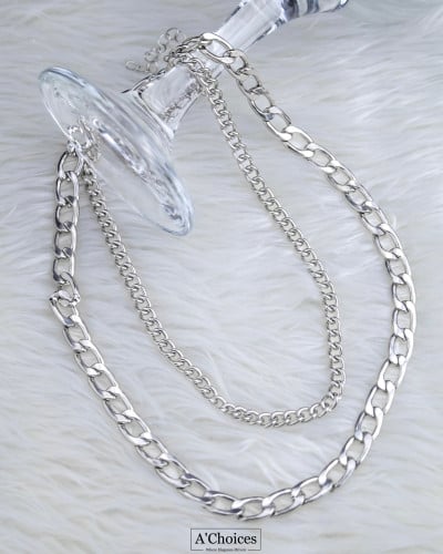 سلسال بطبقتين يمكن التحكم بالطول متوفر بلونين الذهبي والفضي