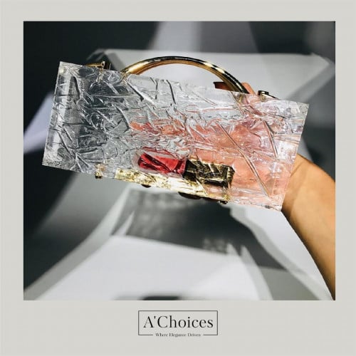 حقيبة يد صغيرة من الإكريليك المكسر الشفاف بمقبض - متجر اي تشويسز