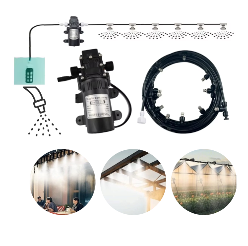 جهاز الرذاذ 20 متر مع مضخة ماء 60W و10 بخاخات تعمل على الكهرباء و ولاعة السيارة