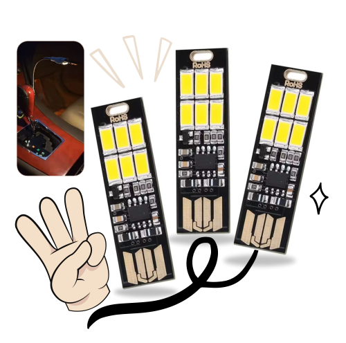 اضاءة ليد سهاري عرض 3 حبات على أي منفذ USB بإضاءة قوية وقابلة للتحكم بالسطوع تضيف إضاءة خفيفة ورائعة لداخلية السيارة