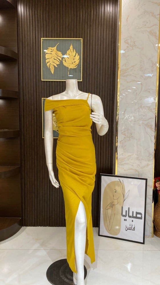 فستان حرير طويل منقاوي - أناقة فاخرة بلمسة راقية