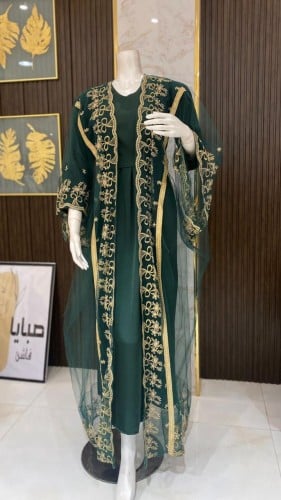 فستان زيتي بشت