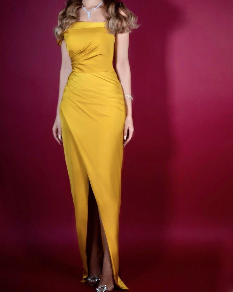 فستان حرير طويل منقاوي - أناقة فاخرة بلمسة راقية