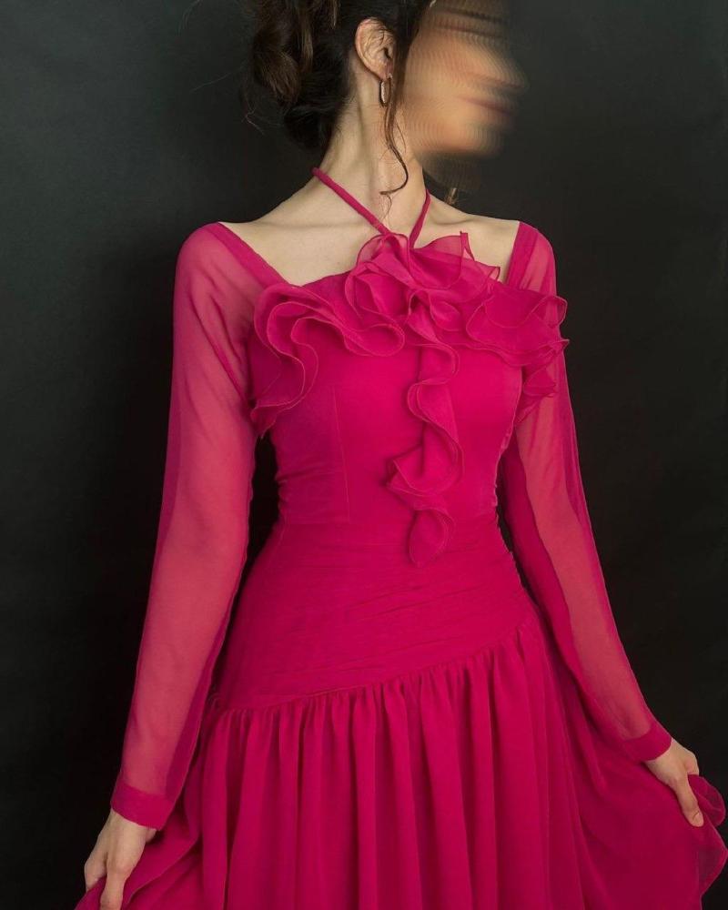 فستان شيفون فوشي