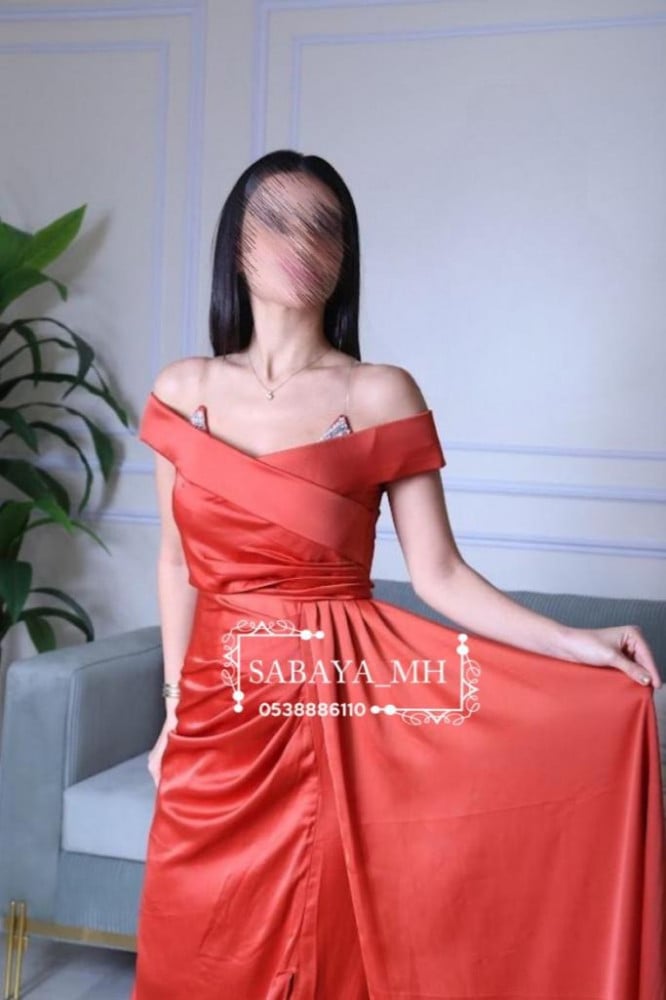 فستان حرير صدر كرستال سهرة