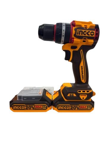 دريل شحن 13 ملم – INGCO Brushless (بطاريتين 20V) ع...