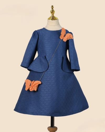 فستان بفراشة اورنج  + شنطة