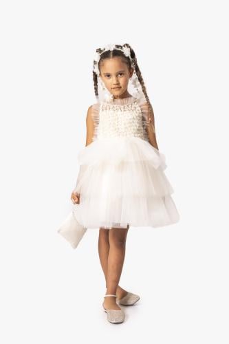 فستان تل + شنطة + طوق