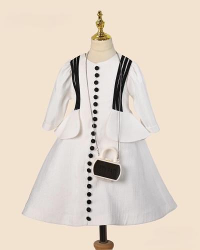 فستان ابيض واسود  + شنطة