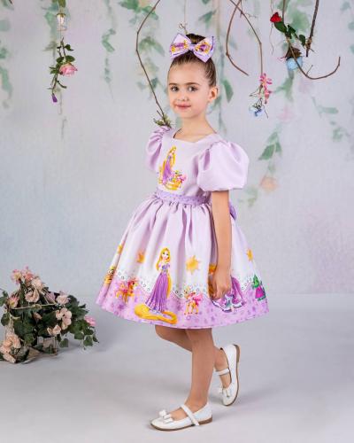 فستان رابونزل  + فيونكة شعر