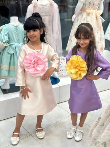 فستان بكم طويل ( بنفسجي - وردي )