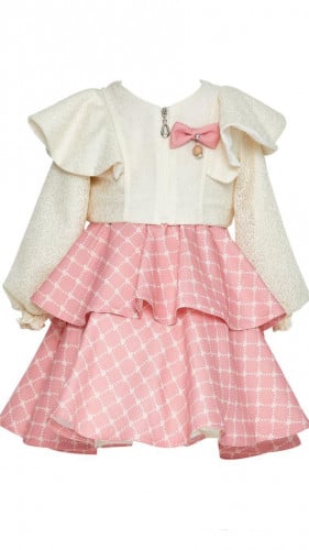 فستان مواليد  قطعتين + اكسسوار