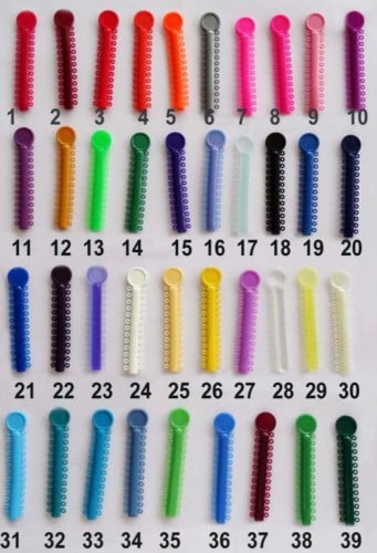 orthodontic ligature elastic rubbr - لون تقويم منفصل