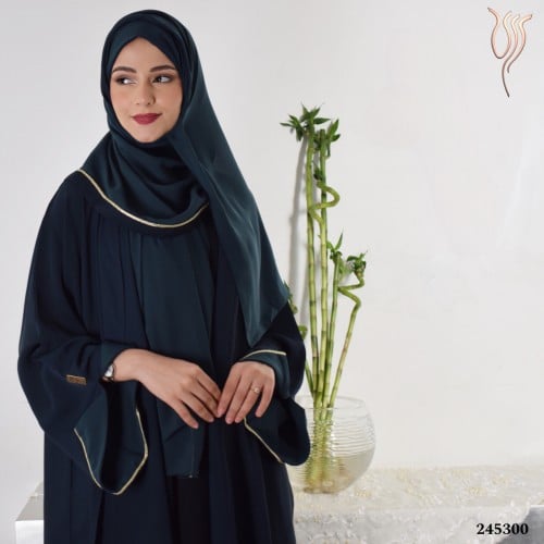 عباية ثنية كريب خفيف أخضر