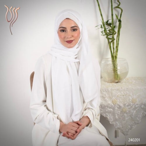 طرحة بوال سادة أبيض "أوف وايت" طبقتين