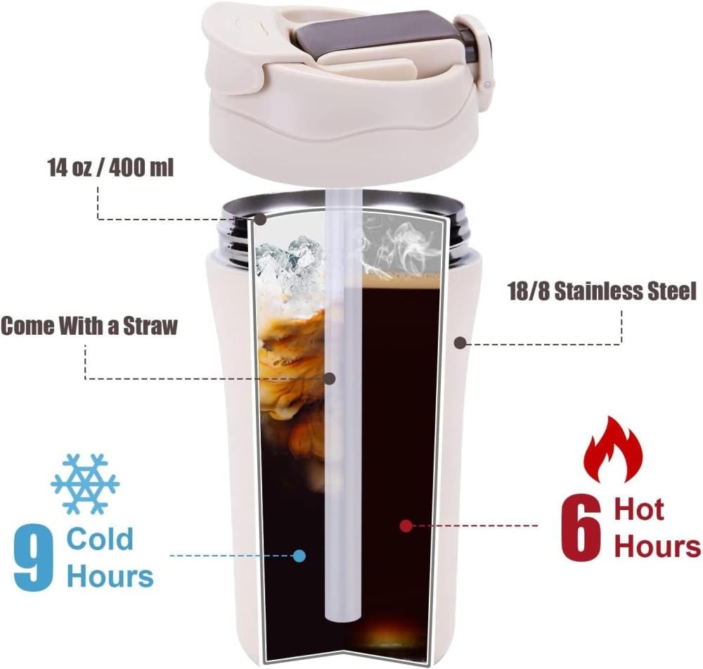 كوب مق استيل للقهوة الساخنة والمشروبات الباردة 400 مل