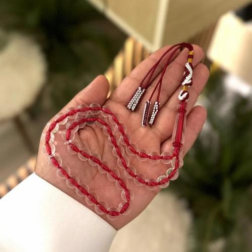 سبحة بكلايت احمر شفاف مع كركوشة