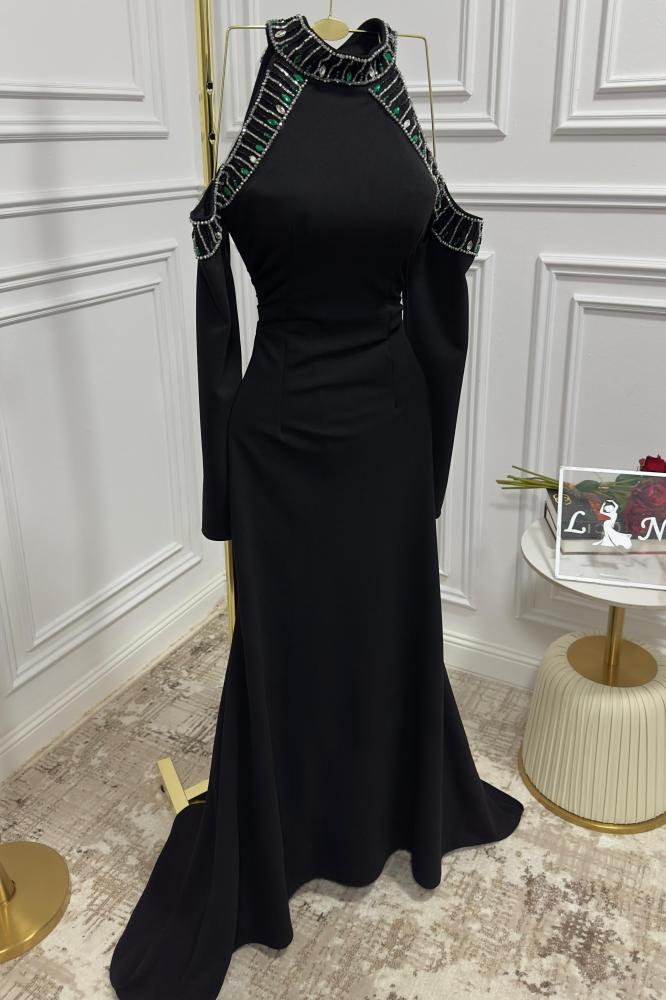 فستان سهرة طويل لون اسود