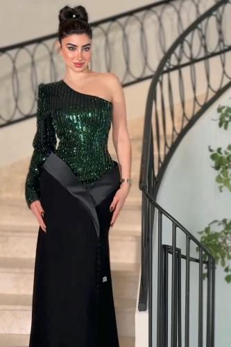 فستان سهرة بكم واحد لون اسود