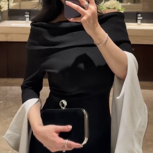 فستان سهره اوف شولدر باللون الأسود
