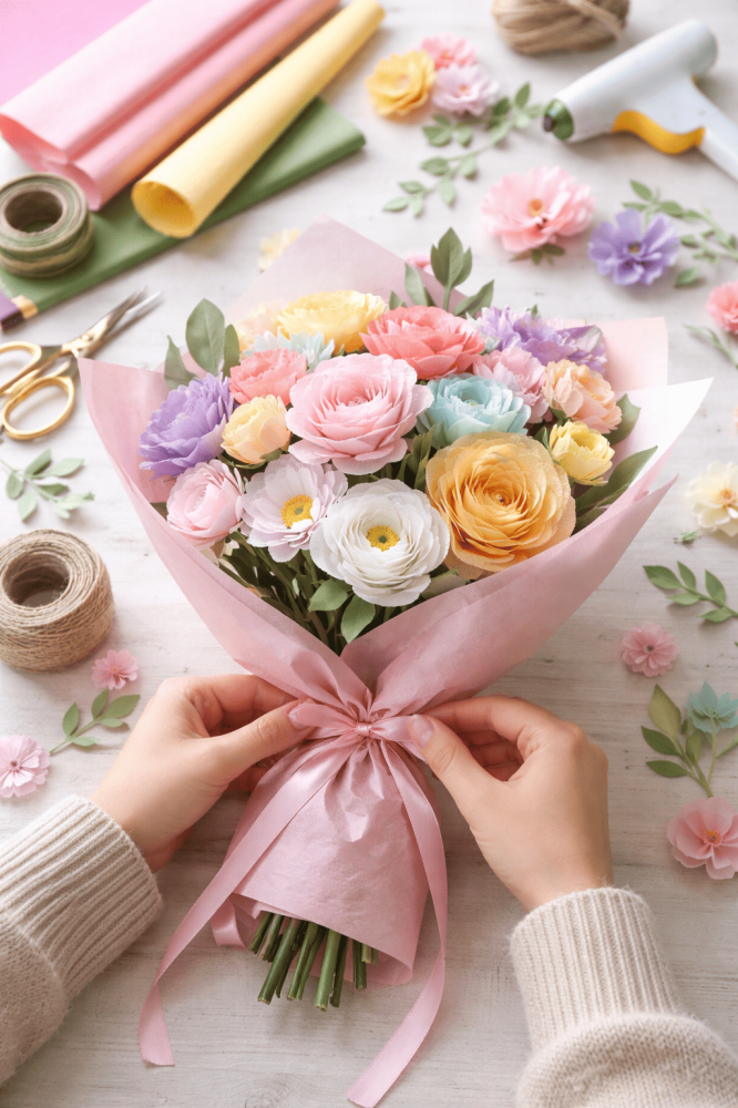 كيف-اسوي-باقه-ورد-بالورق