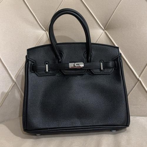 25cm Birkin Black - silver hardware