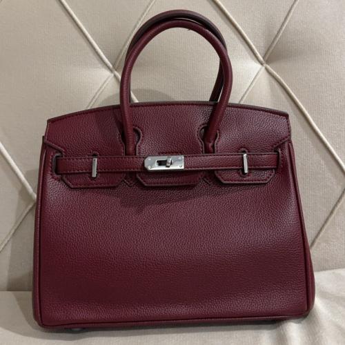 25cm Birkin Maroon - silver hardware