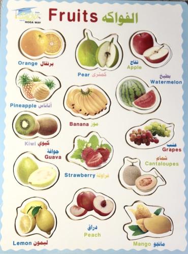 لوحة خشبية لتعليم الفواكه