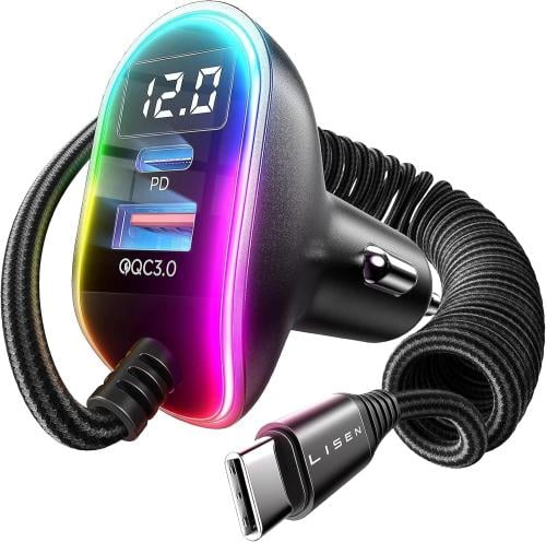 شاحن سيارة LISEN USB-C بقوة 96 واط فائق السرعة PD...