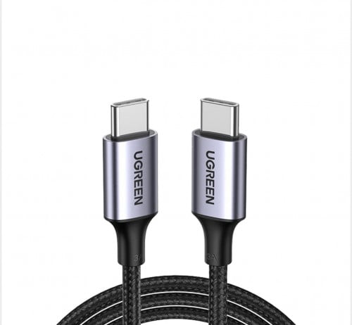 سلك شاحن يوجرين من USB-C إلى USB-C مضفر بطول 1 م - أسود