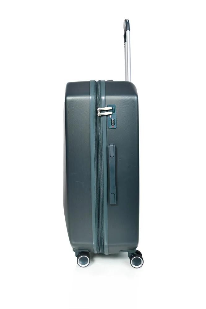 طقم شنط سفر مورانو فايبر بتصميم معين هندسي مكون من 4 قطع أخضر غامق