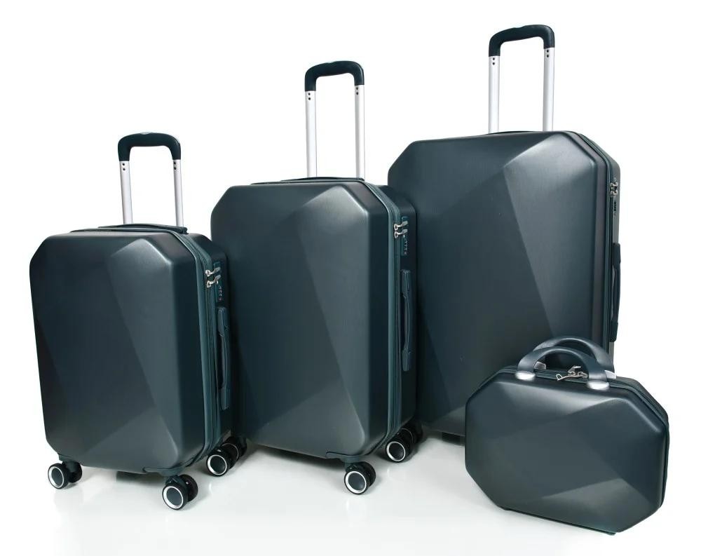 طقم شنط سفر مورانو فايبر بتصميم معين هندسي مكون من 4 قطع أخضر غامق