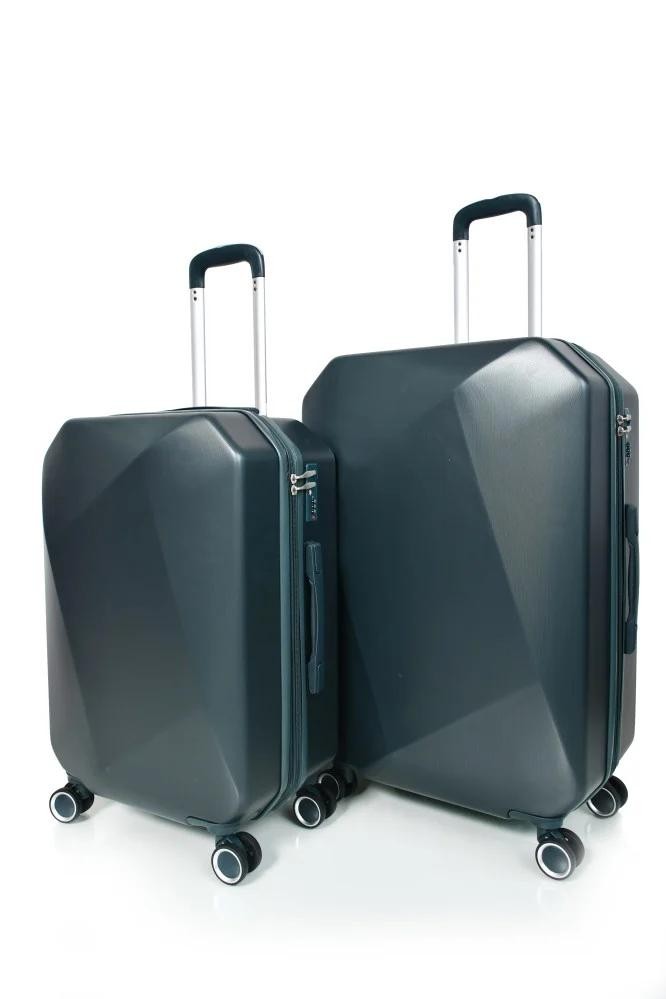 طقم شنط سفر مورانو فايبر بتصميم معين هندسي مكون من 4 قطع أخضر غامق