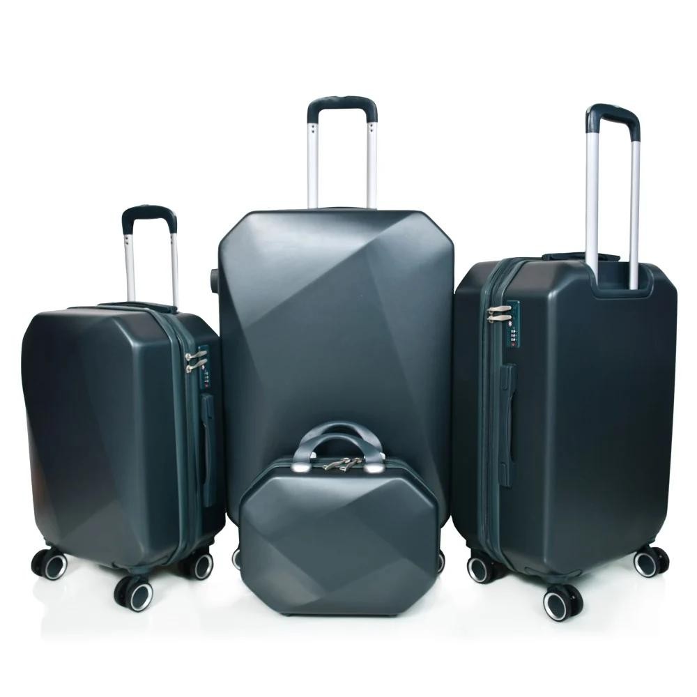 طقم شنط سفر مورانو فايبر بتصميم معين هندسي مكون من 4 قطع أخضر غامق