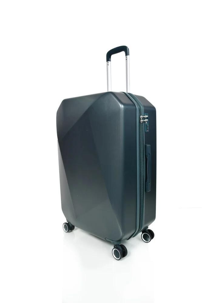 طقم شنط سفر مورانو فايبر بتصميم معين هندسي مكون من 4 قطع أخضر غامق